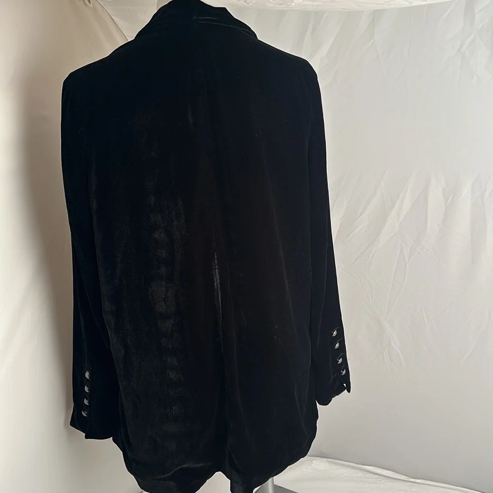 Free People Yesterday’s Muse black velvet boho longline open blazer
